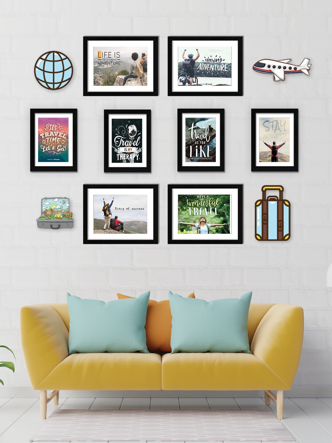 

RANDOM Black 8 Pieces Photo Frames With Plaques