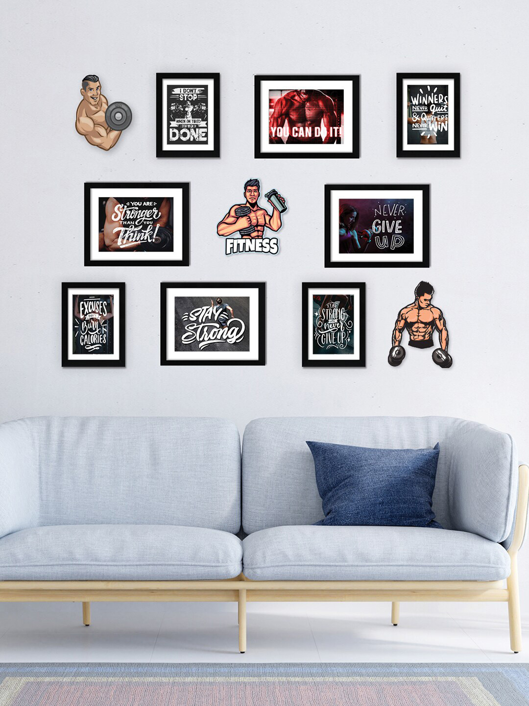 

RANDOM Black 8 Pieces Photo Frames With Plaques