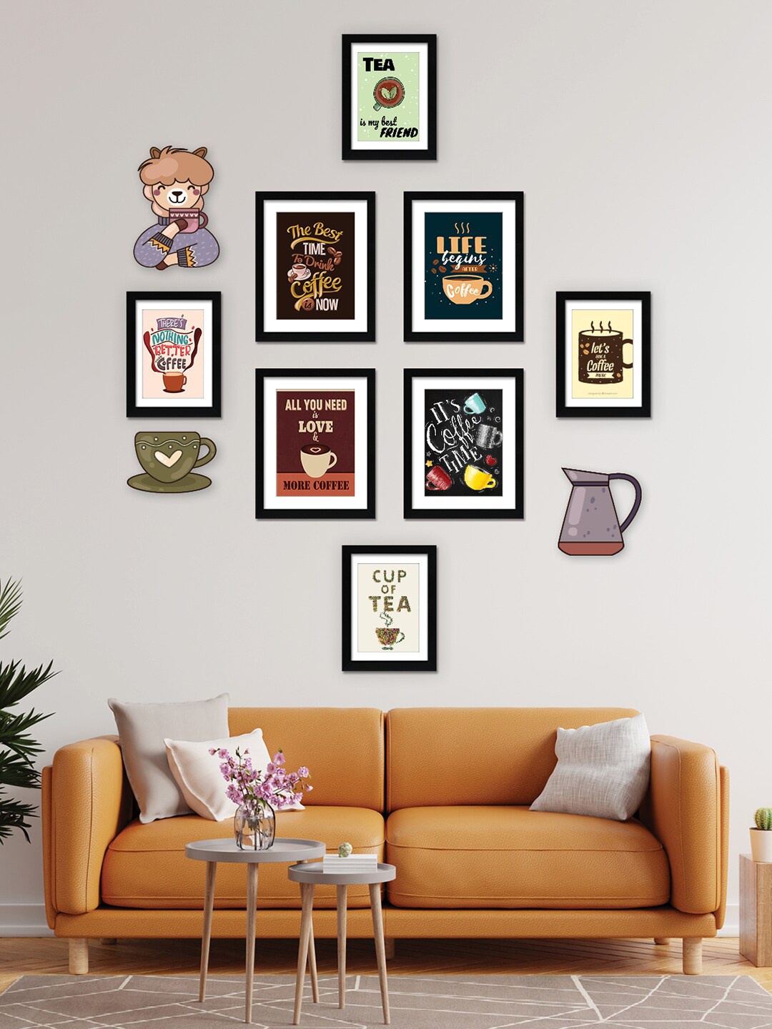 

RANDOM Black 8 Pieces Photo Frames with Plaques