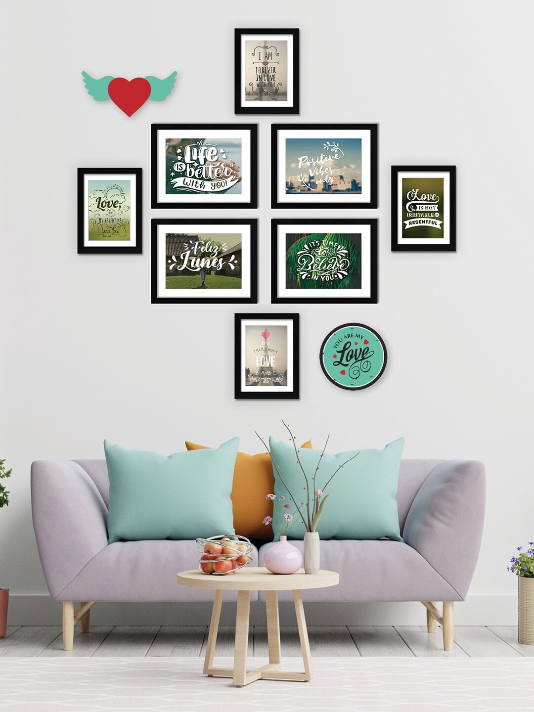 

RANDOM Black 8 Pieces Photo Frames with Plaques