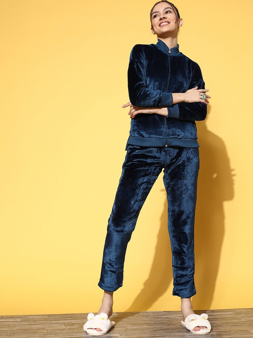 

Sweet Dreams Jacket With Pyjamas Night Suit, Navy blue
