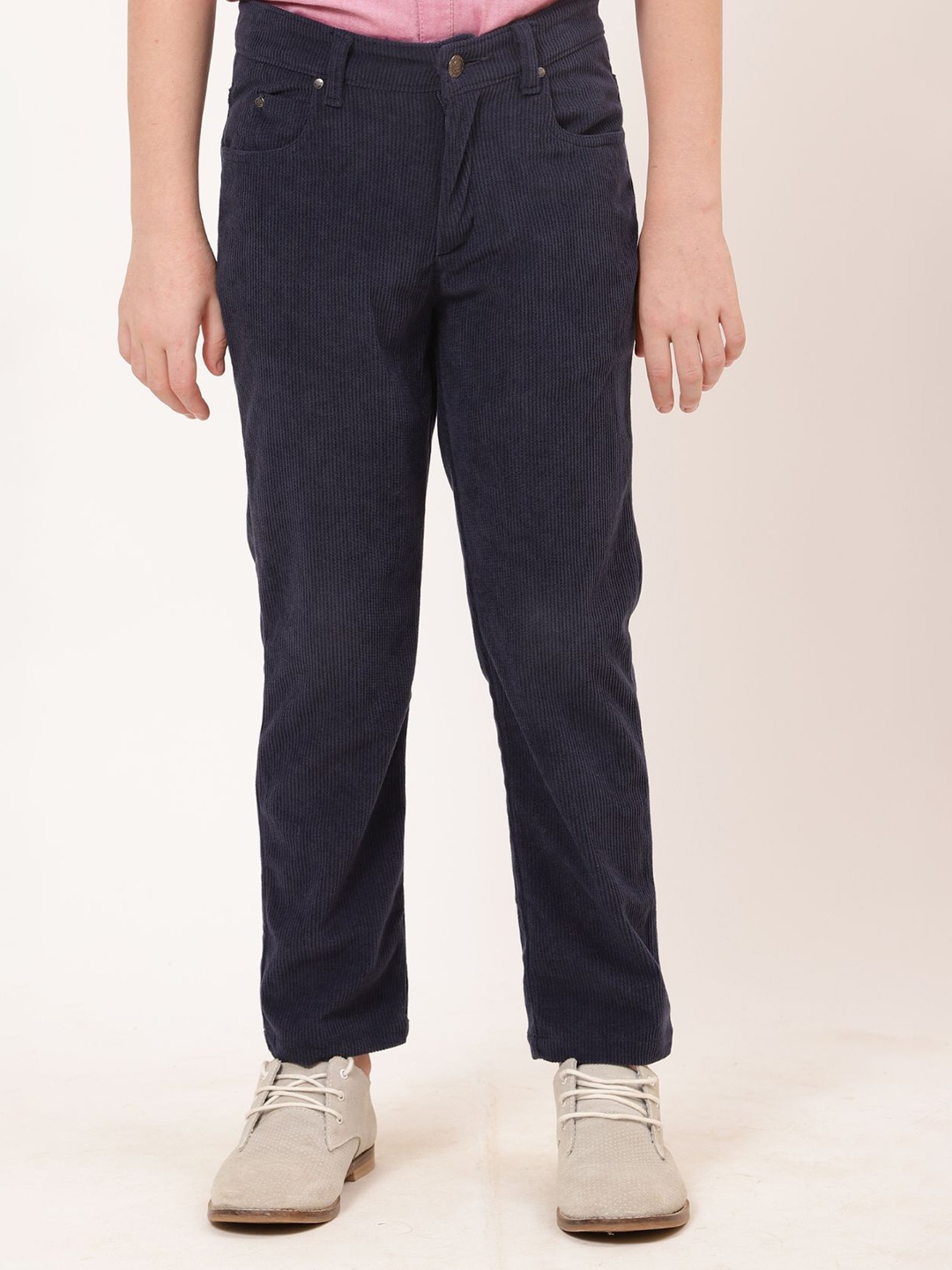 

One Friday Boys Relaxed Mid-Rise Trousers, Navy blue