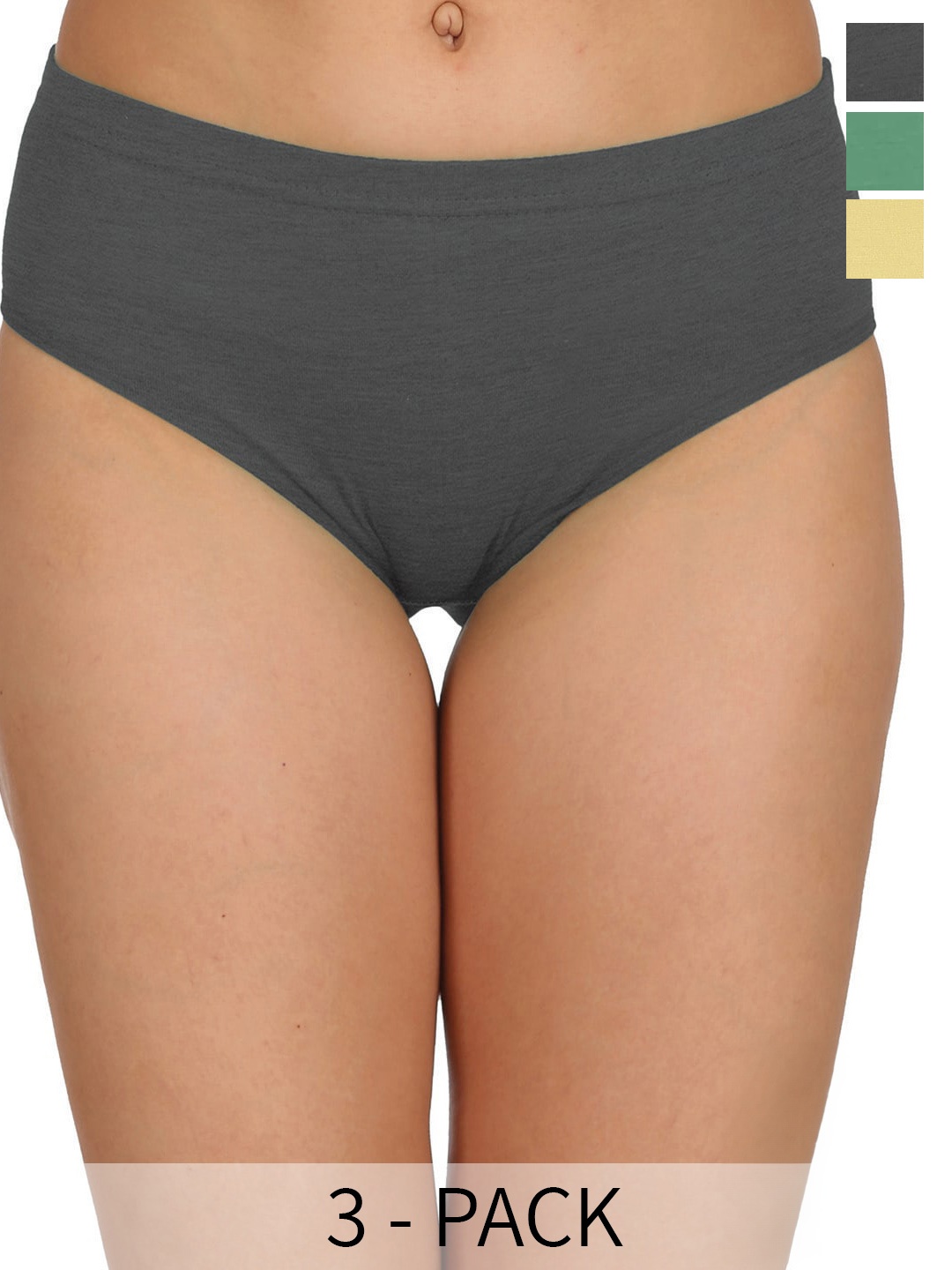 

Reveira Pack Of 3 Hipster Briefs, Grey