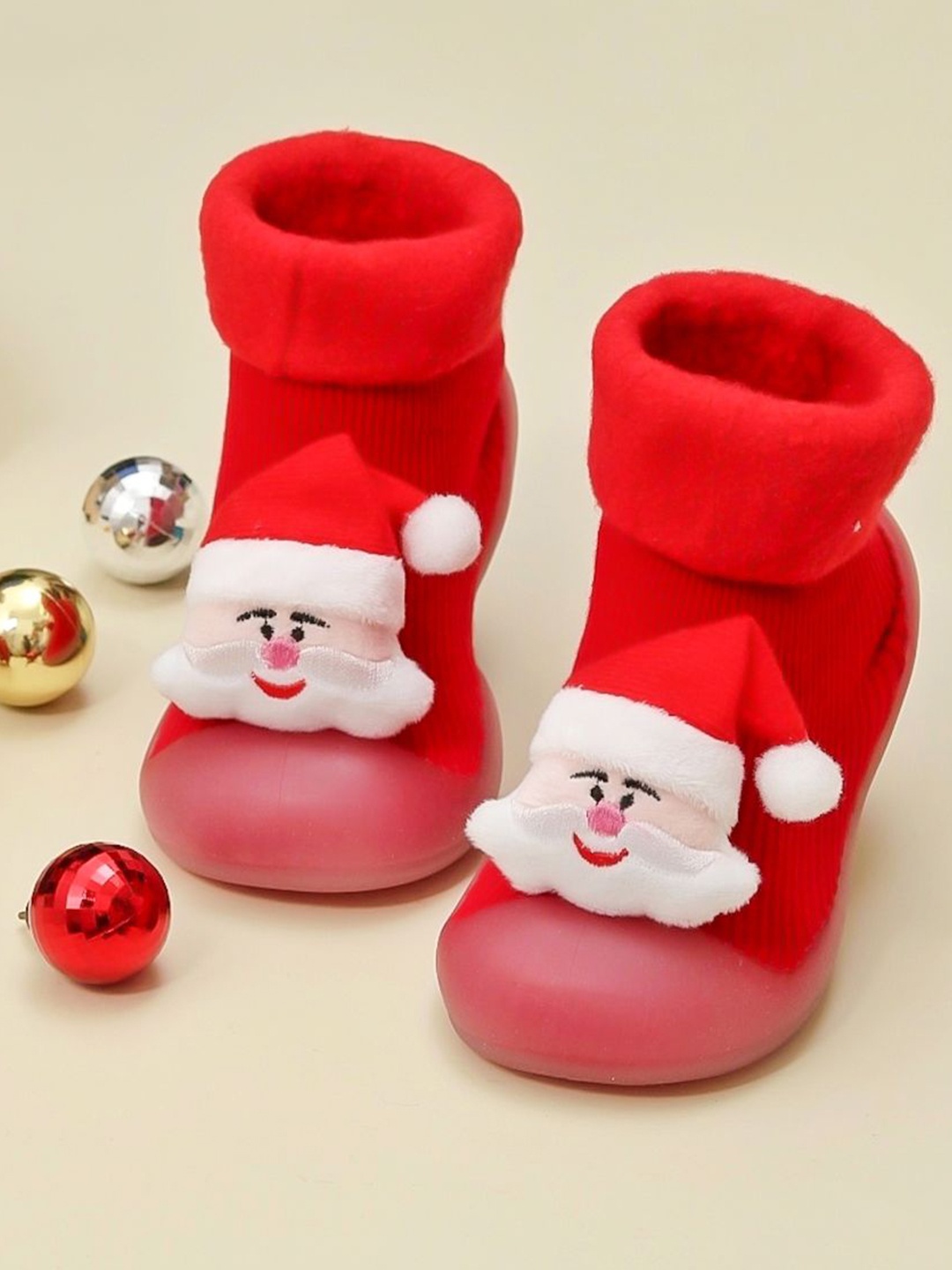 

Yellow Bee Infants Santa Patterned Cotton Anti-Skid Socks, Red