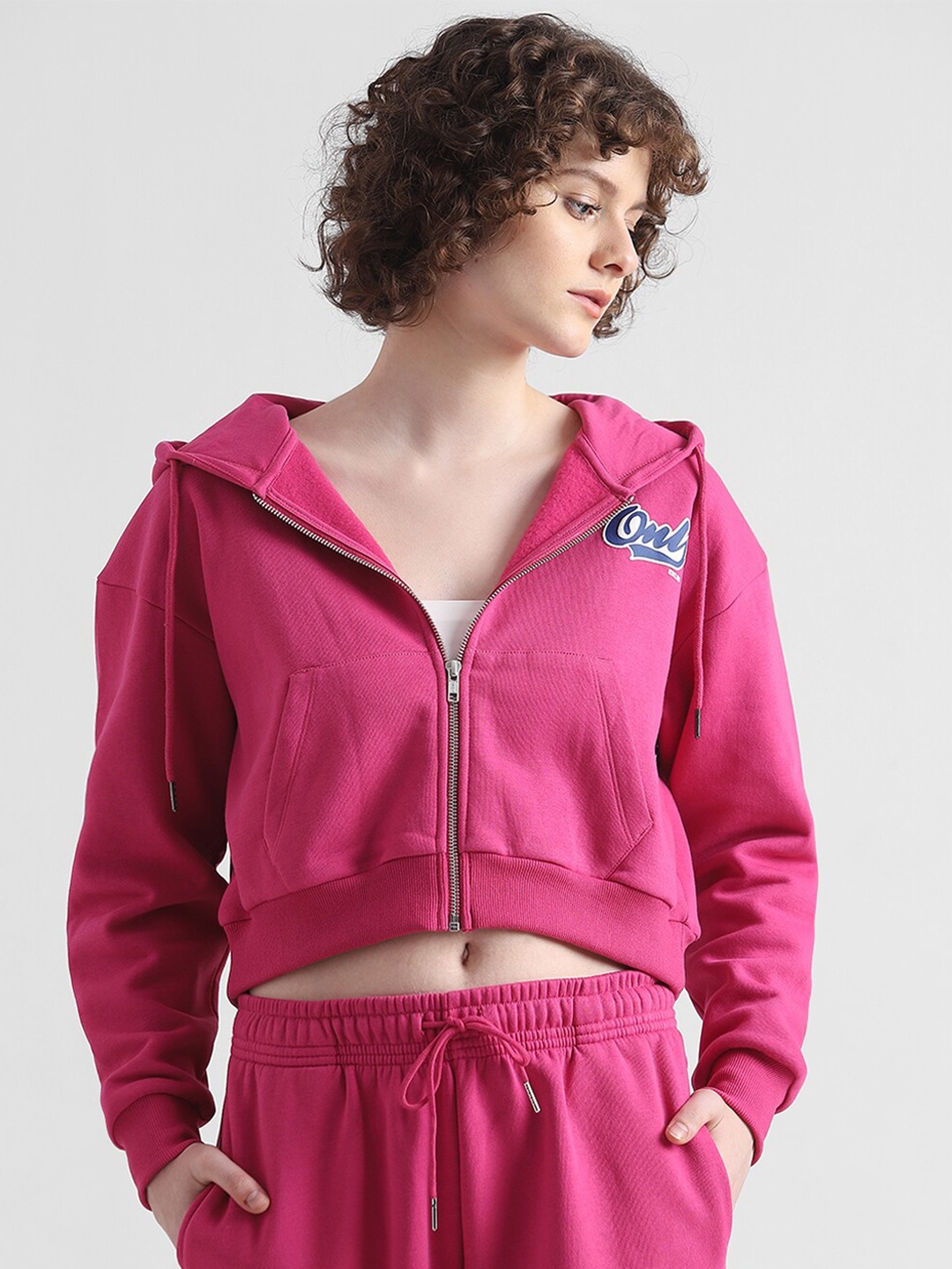 

ONLY Hooded Cotton Sweatshirt, Pink