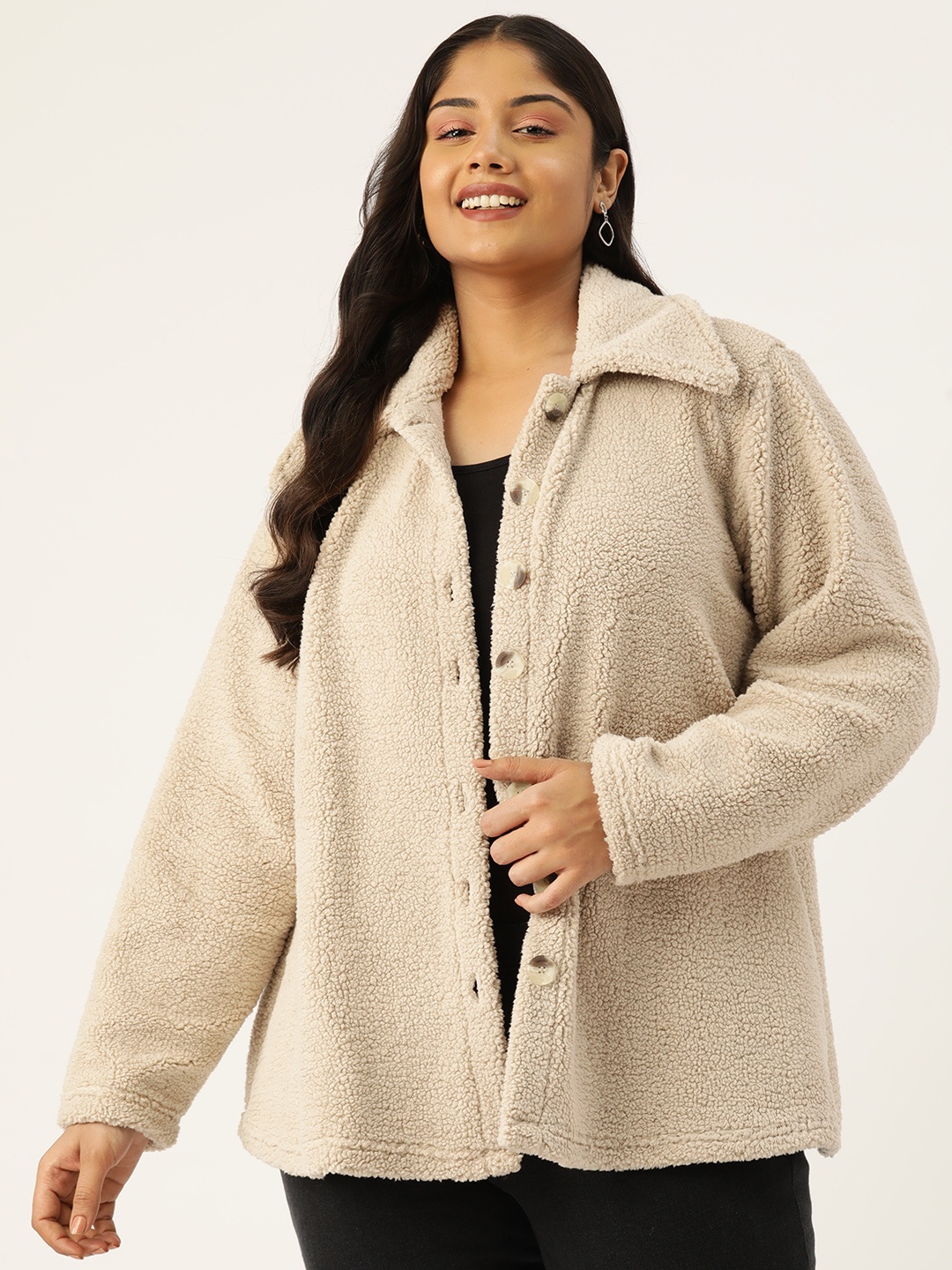 

theRebelinme Women Plus Size Lightweight Tailored Jacket, Beige