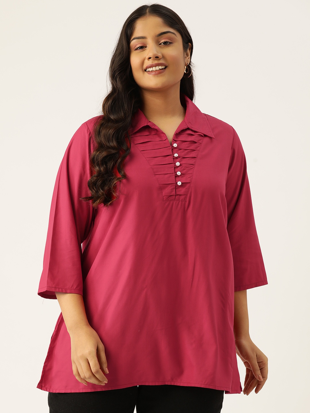 

theRebelinme Shirt Style Longline Top, Maroon