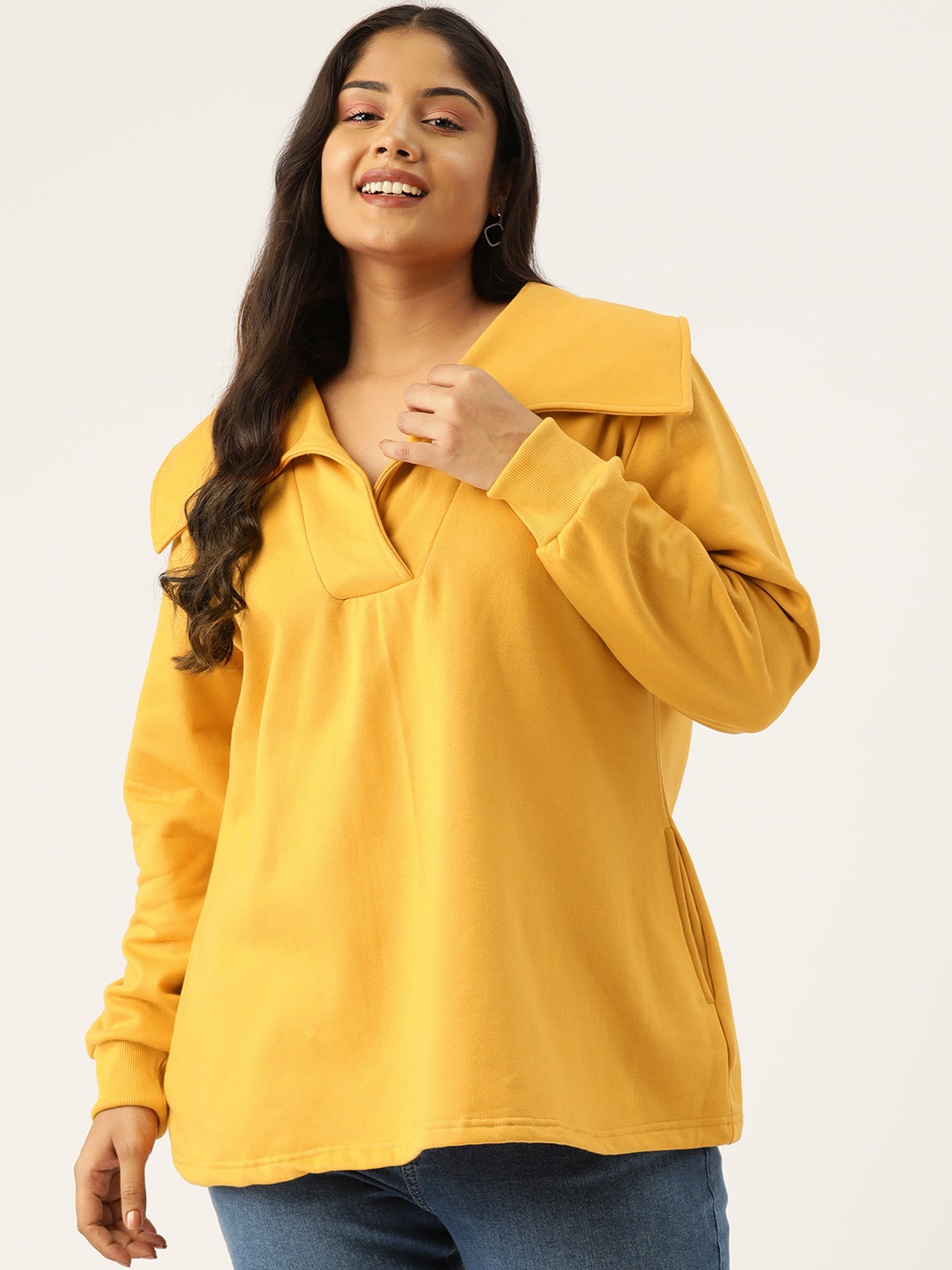 

theRebelinme Women Plus Size Solid Longline Top, Yellow