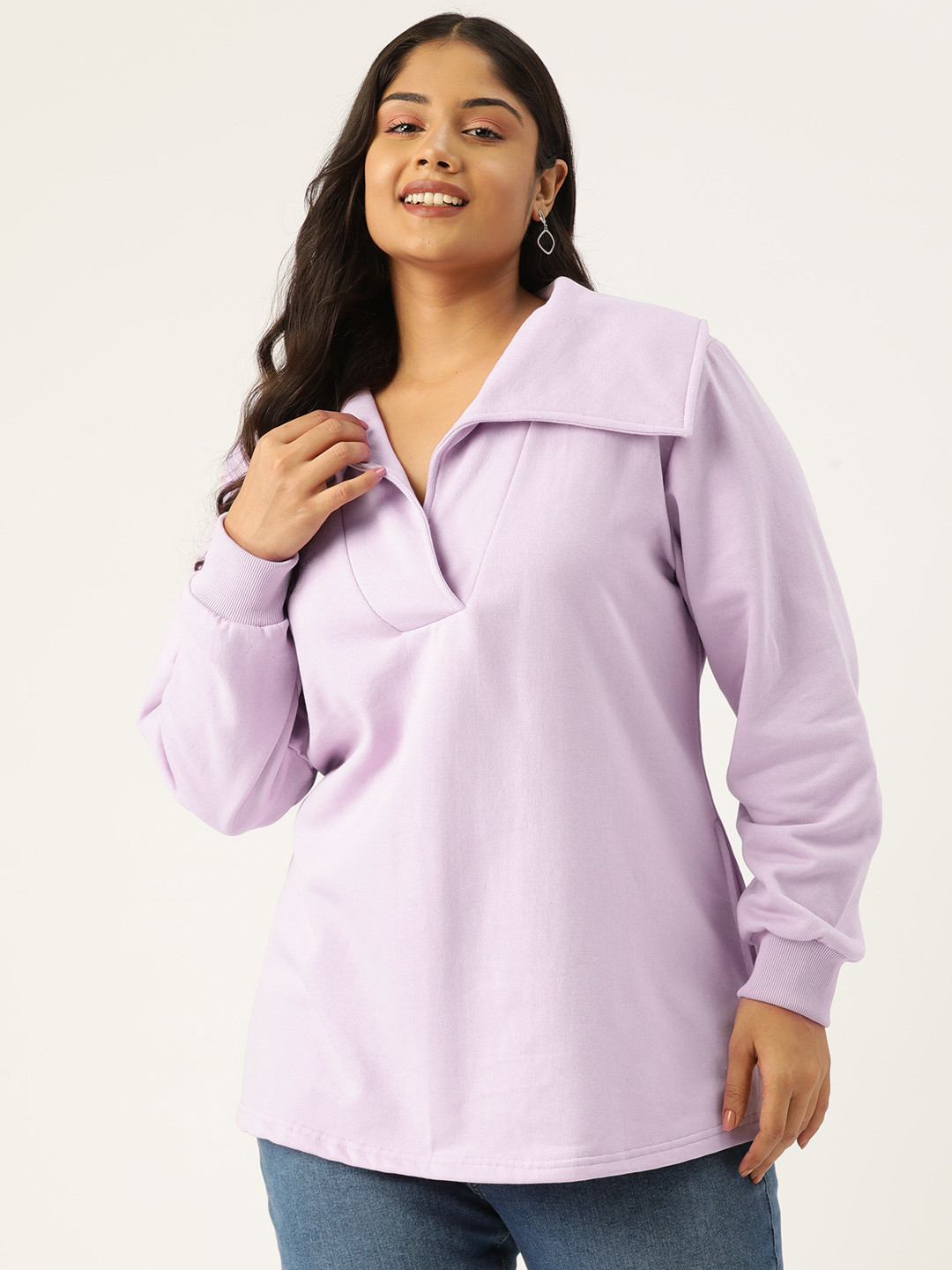 

theRebelinme Women Plus Size Solid Longline Top, Lavender