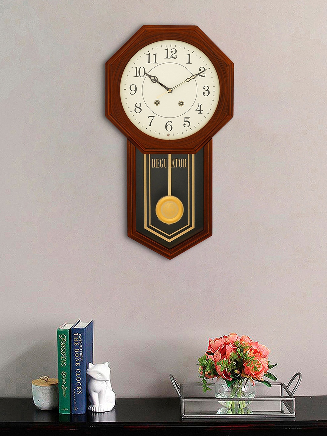 

CHRONIKLE Brown & White Geometric Traditional Analogue Wall Clock