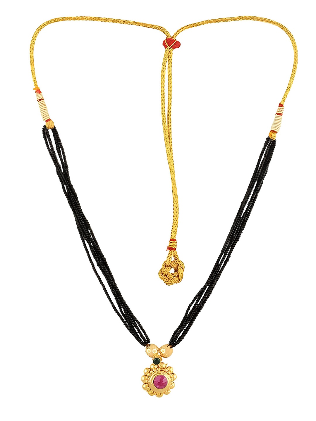 

KARISHMA KREATIONS Gold-Plated Stones Studded & Beads Beaded Mangalsutra