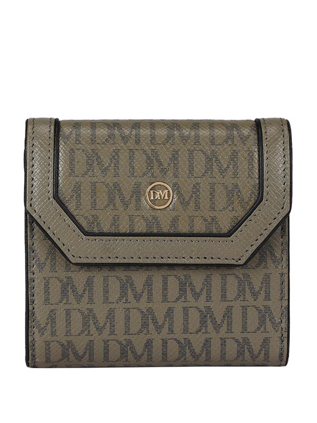 

Da Milano Women Typography Printed Leather Two Fold Wallet, Brown