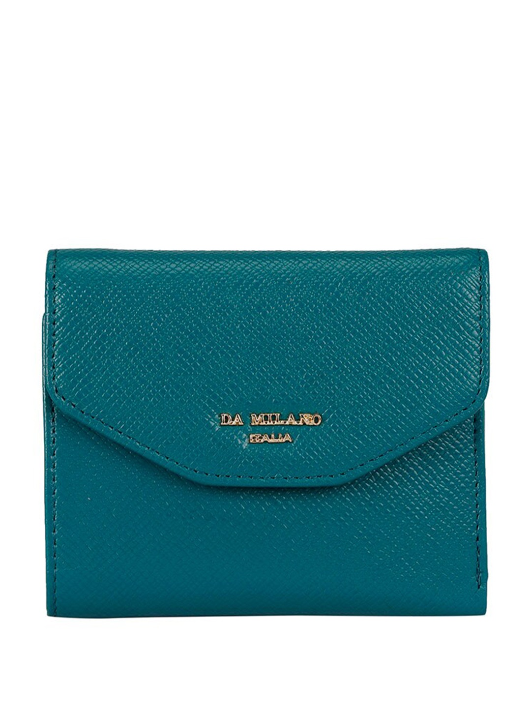 

Da Milano Women Textured Leather Three Fold Wallet, Blue