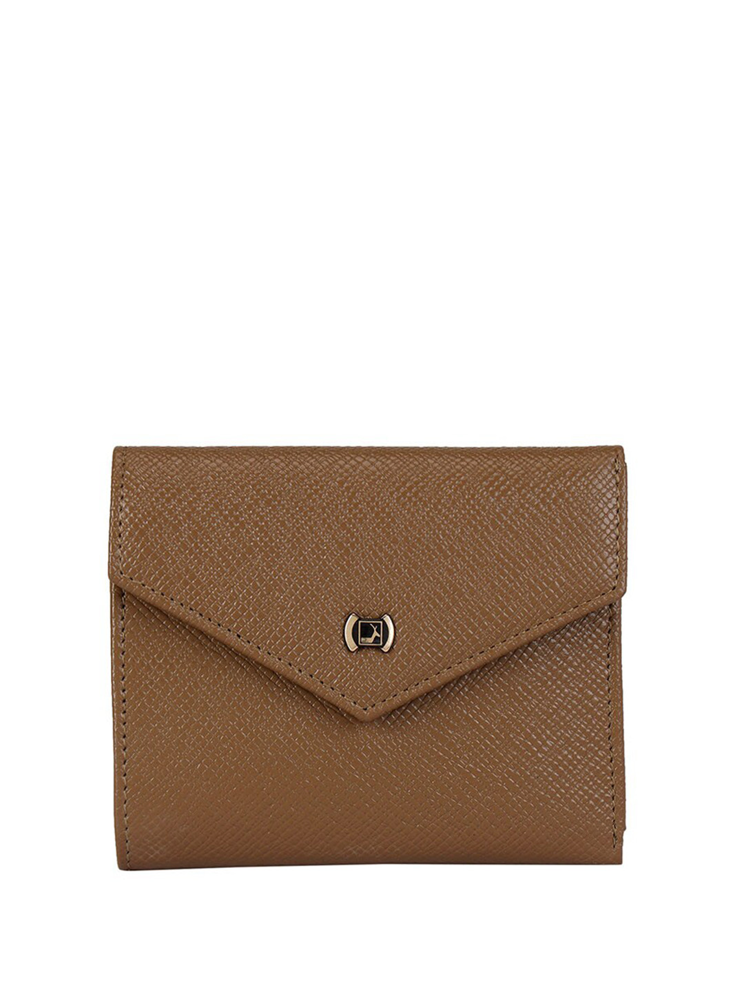 

Da Milano Women Textured Leather Three Fold Wallet, Brown
