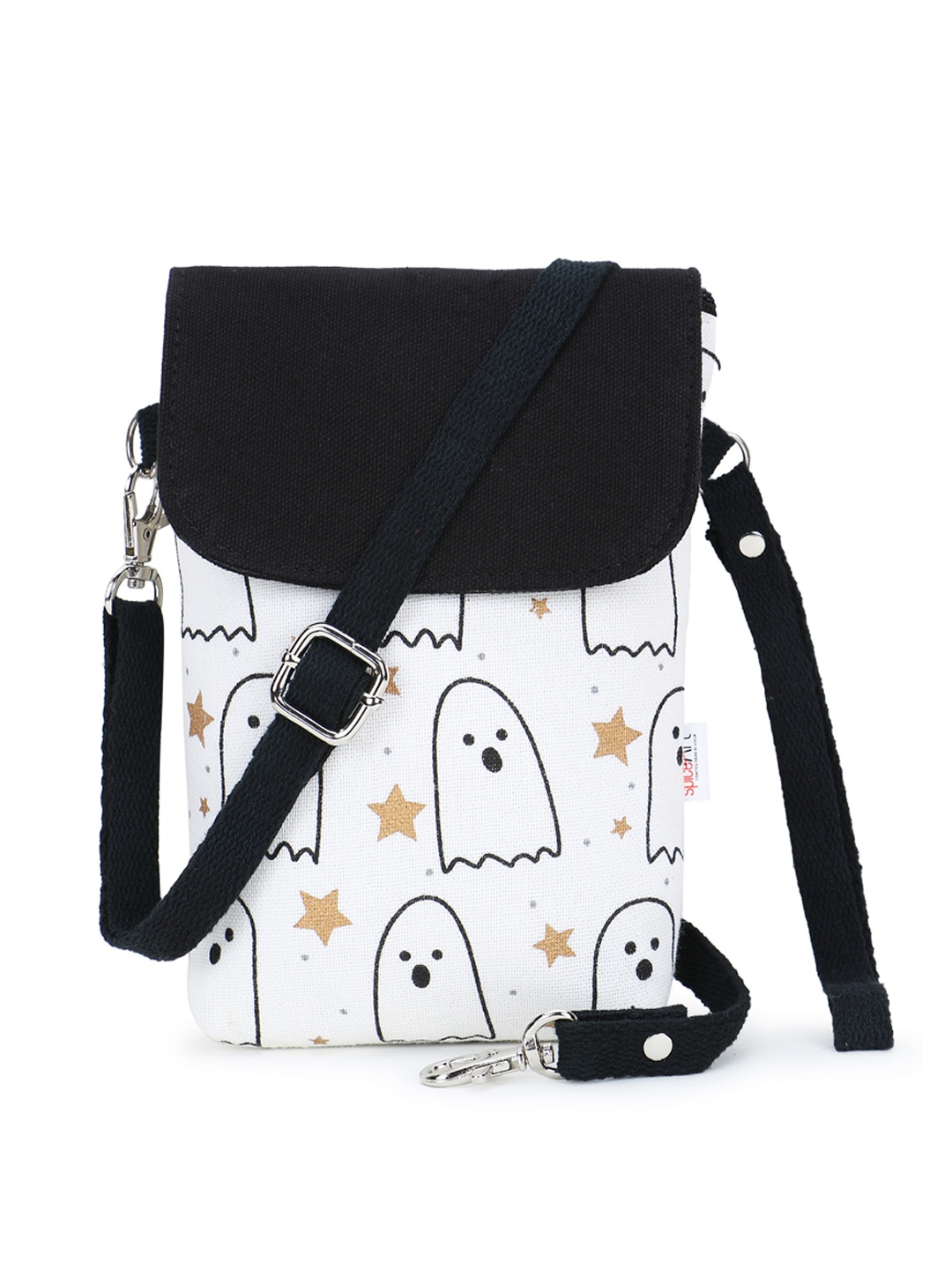 

Spice Art Graphic Printed Canvas Sling Bag, White
