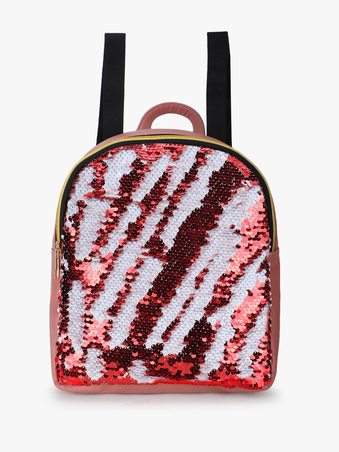 

Spice Art Striped Embellished Backpack, Pink