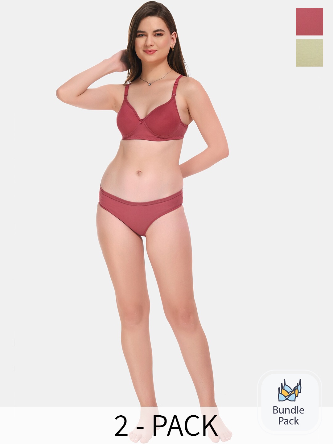 

ESOROUCHA Pack Of 2 Lightly Padded Lingerie Set, Green