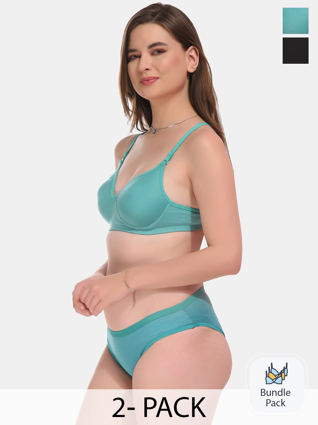 

ESOROUCHA Pack Of 2 Lightly Padded Lingerie Set, Green