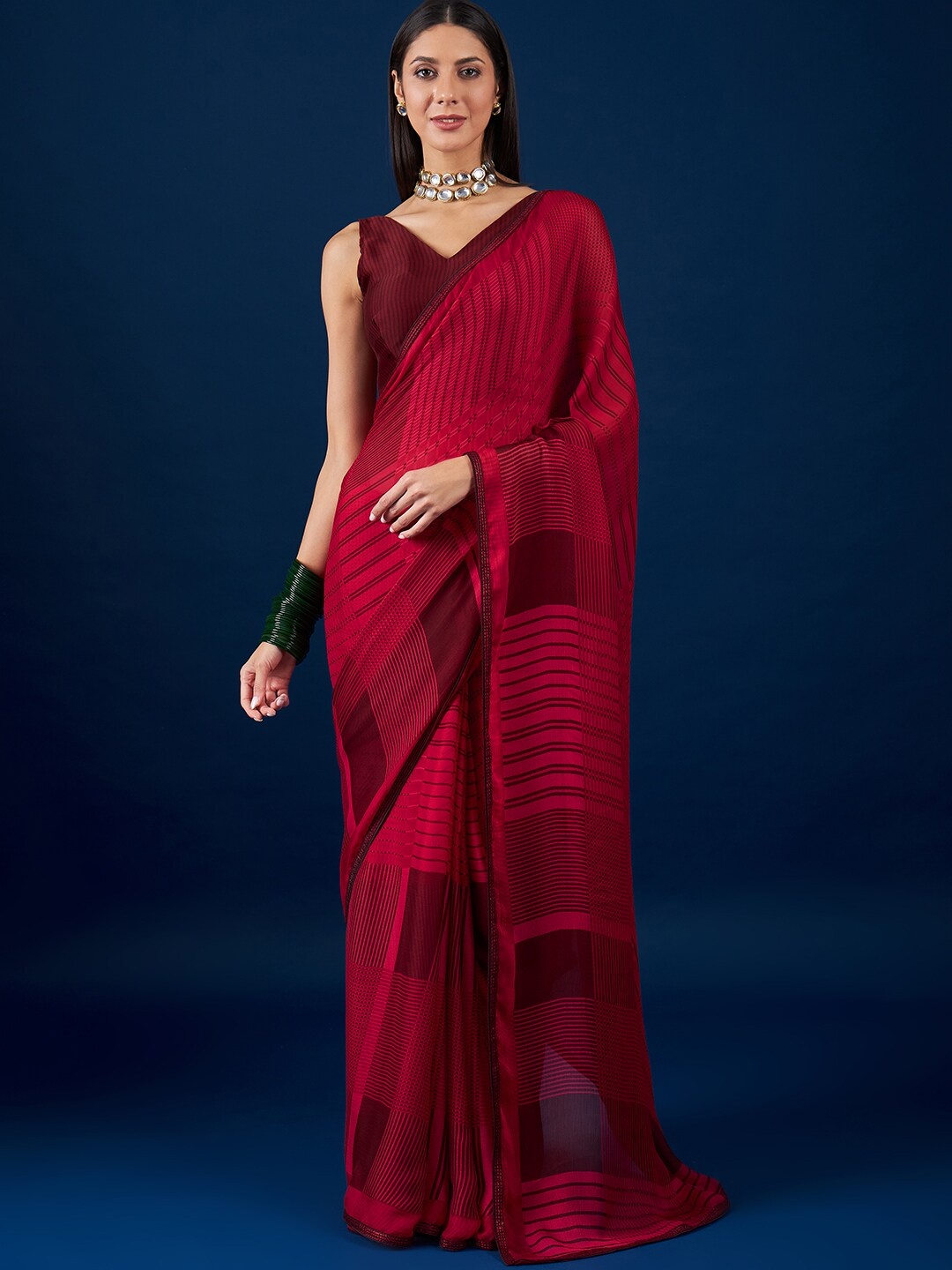 

Anouk Printed Pure Chiffon Saree, Red