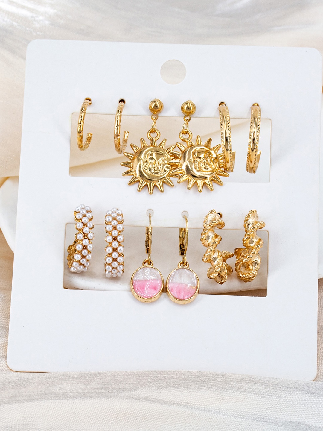 

KRYSTALZ Set Of 6 Gold-Plated Contemporary Hoop Earrings