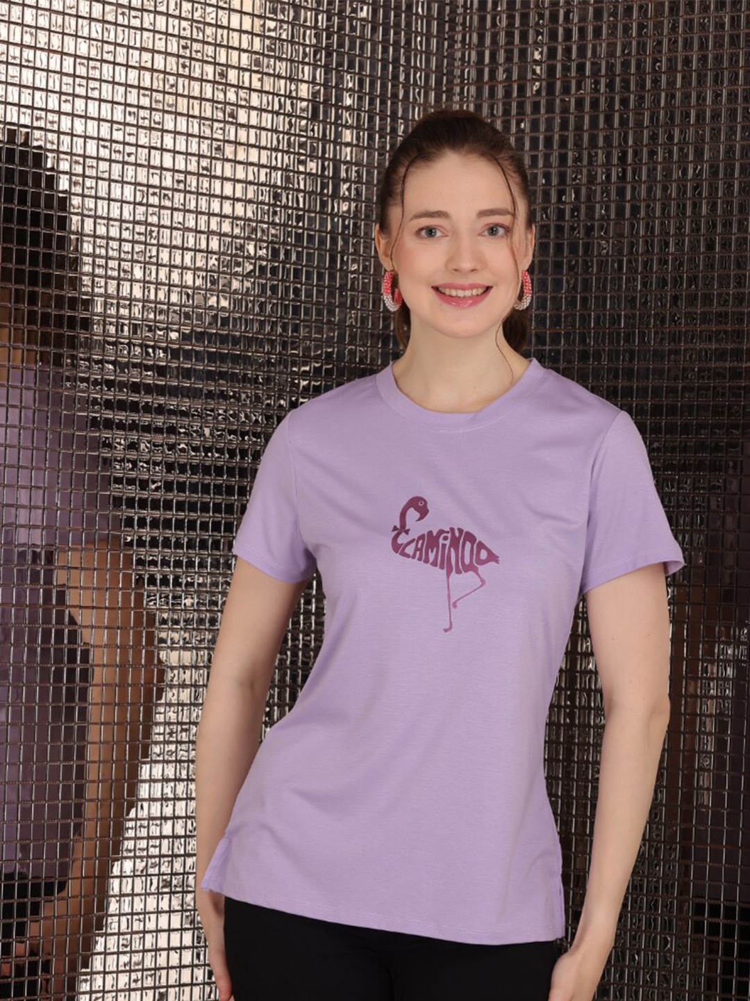

TITTLI Pack Of 2 Graphic Printed Casual T-Shirts, Lavender