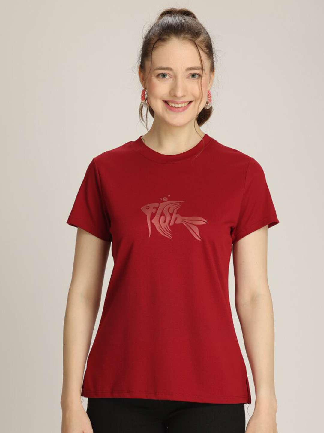 

TITTLI Pack Of 2 Graphic Printed Casual T-Shirts, Red