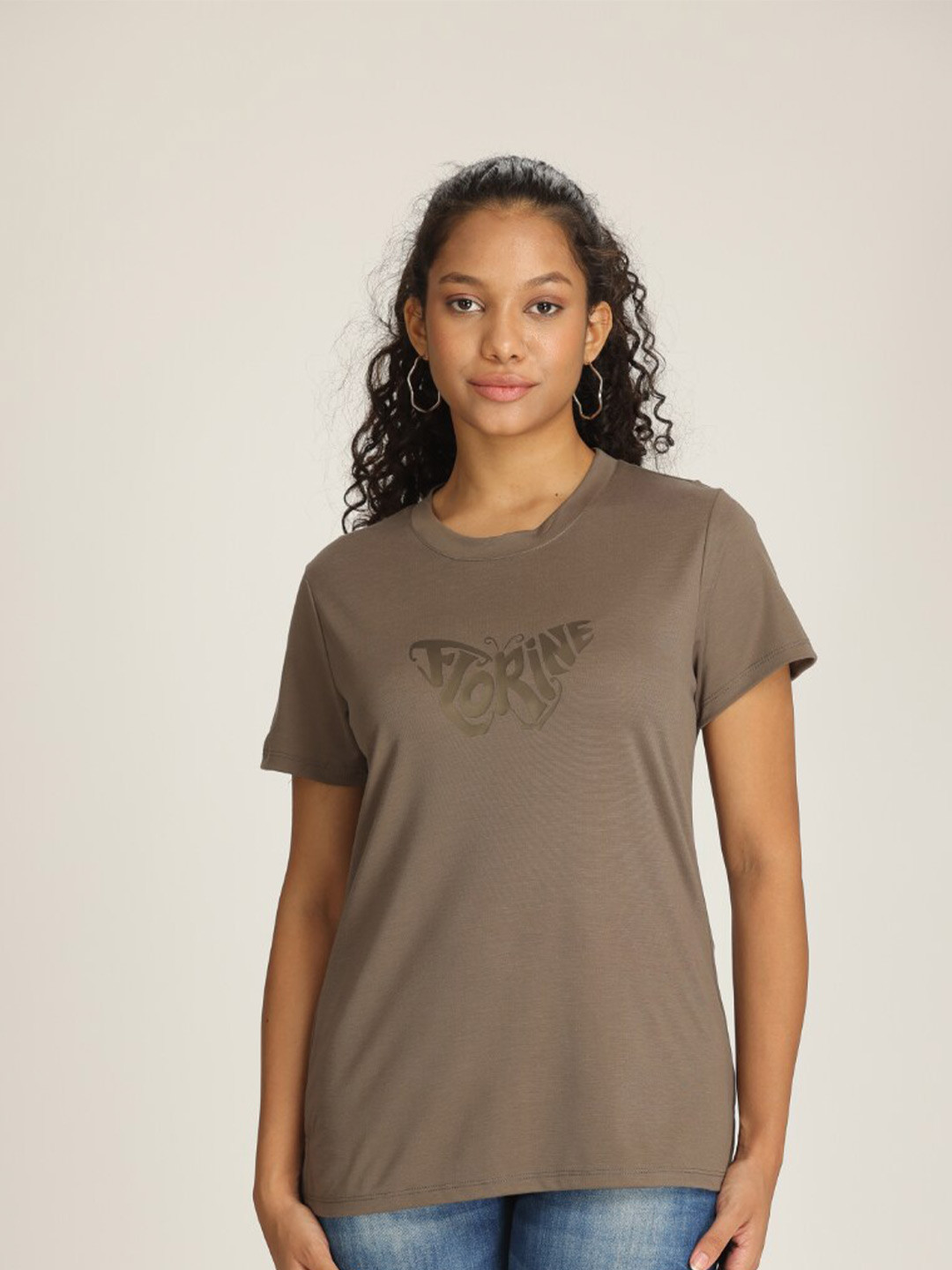 

TITTLI Pack Of 2 Typography Printed T Shirts, Olive