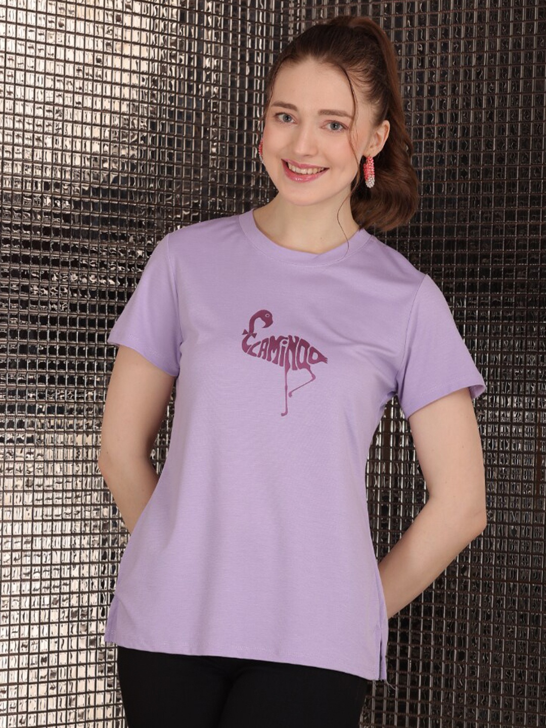 

TITTLI Typography Printed T Shirt, Lavender