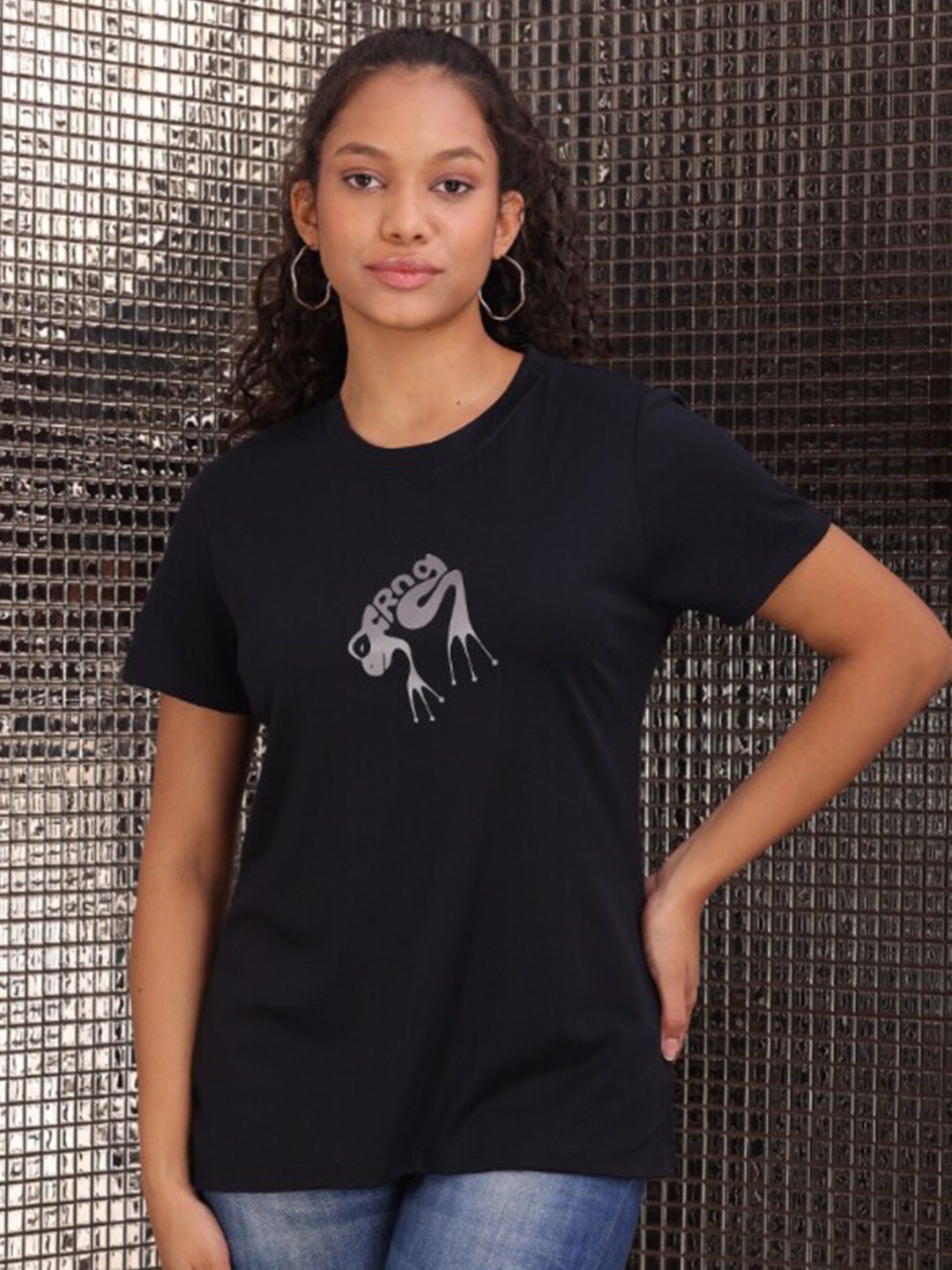

TITTLI Abstract Printed Casual T-Shirt, Black