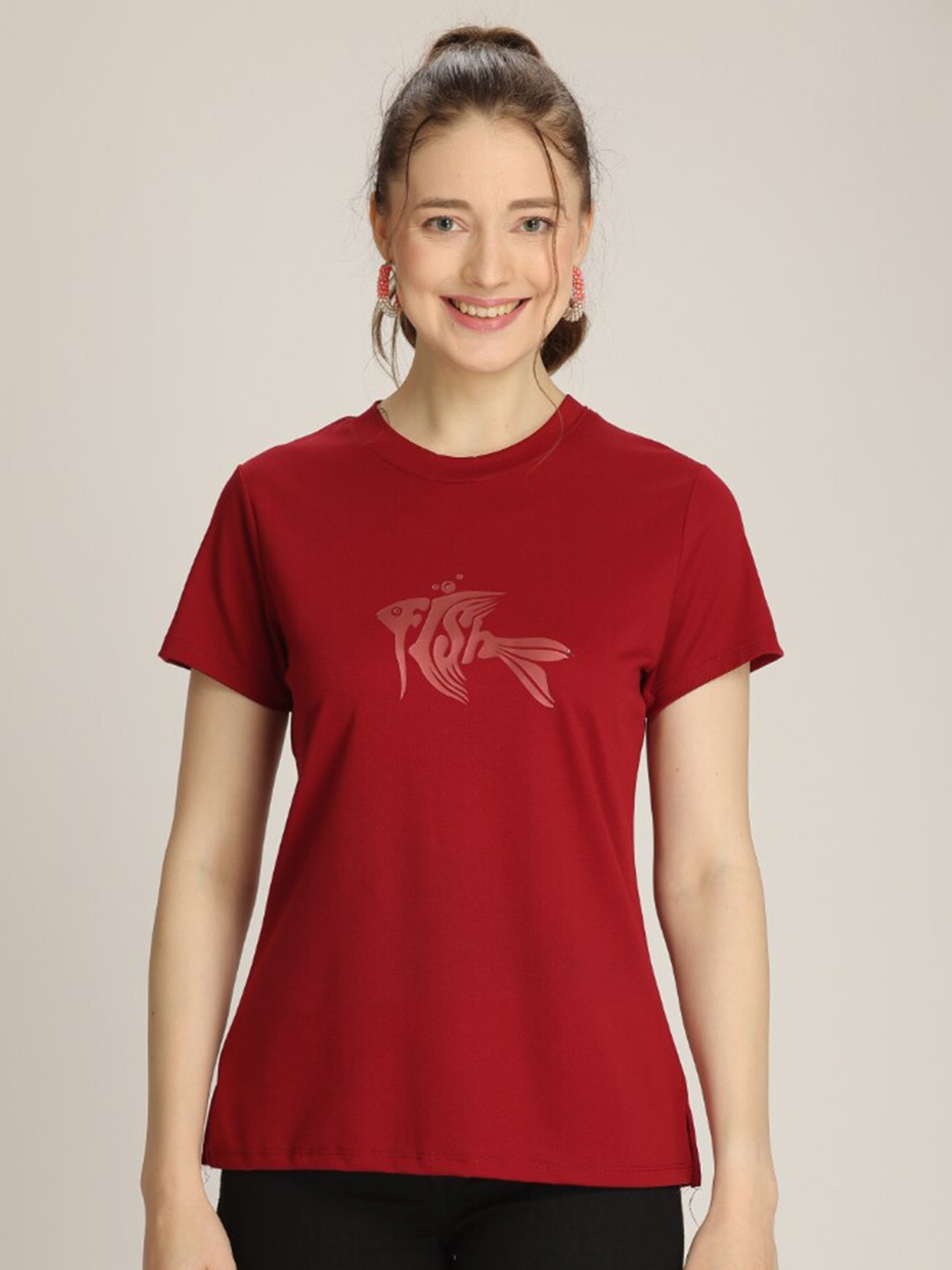 

TITTLI Typography Printed T Shirt, Red