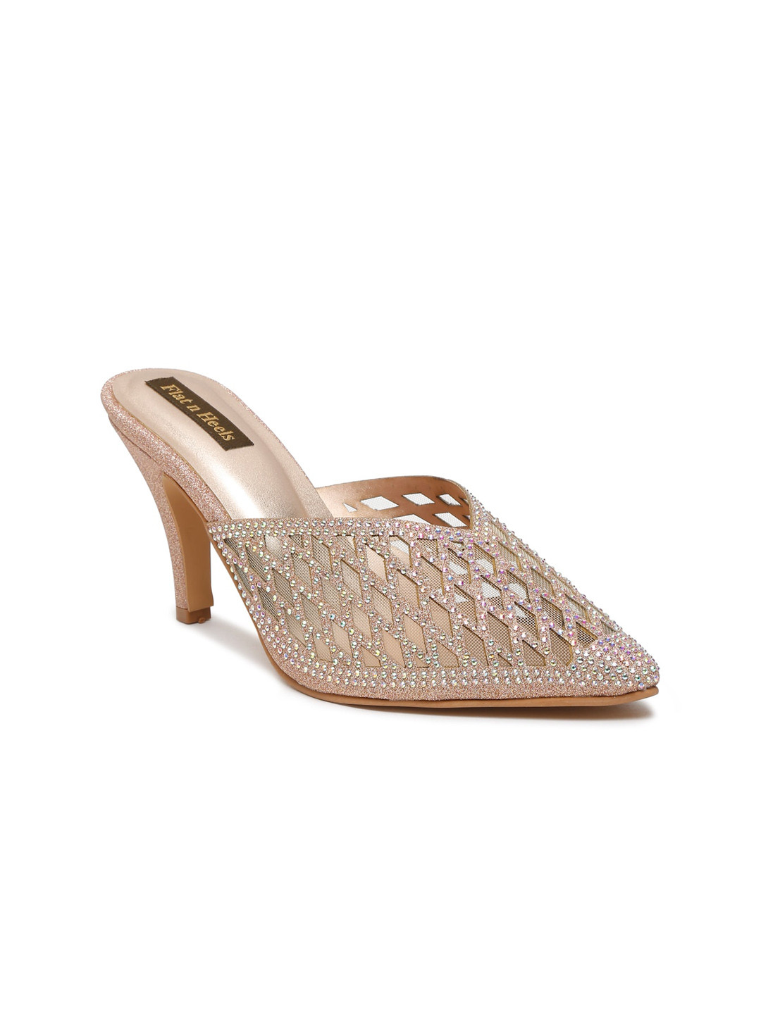 

Flat n Heels Embellished Pointed Toe Slim Pumps, Rose gold
