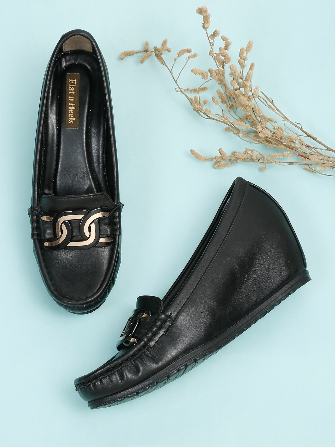 

Flat n Heels Closed Back Wedge Pumps, Black