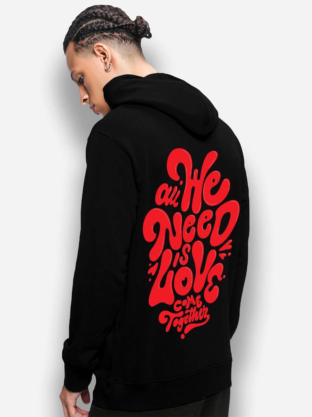 

FTX Typography Printed Hooded Long Sleeves Pullover Sweatshirt, Black