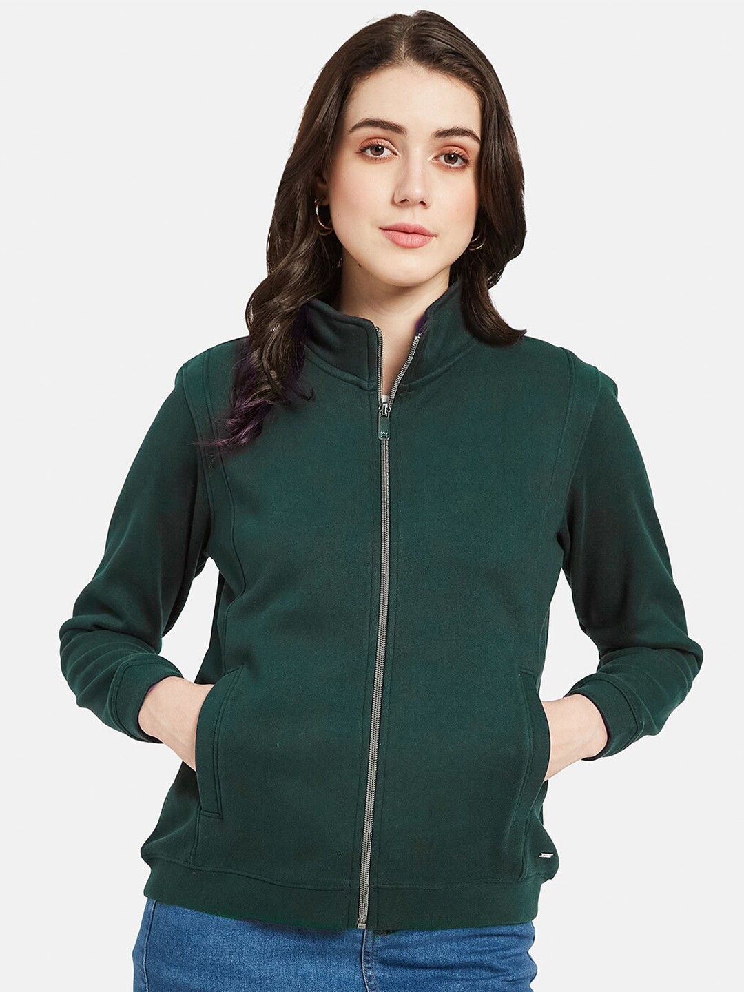 

METTLE Mock Collar Fleece Sweatshirt, Green