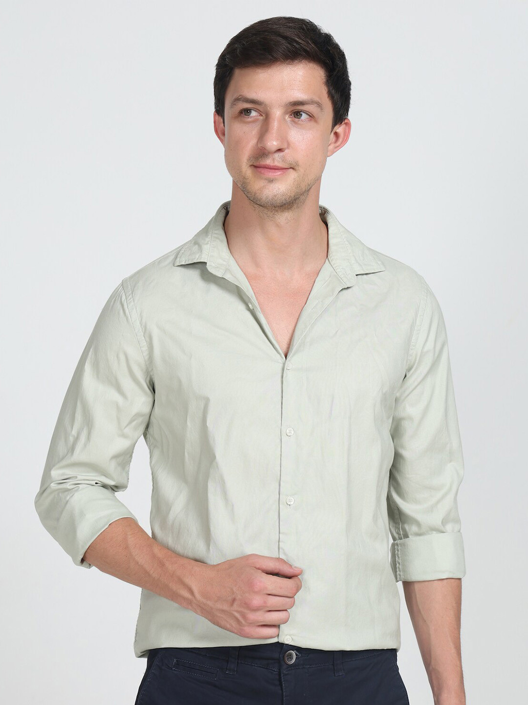 

POE Smart Slim Fit Pure Cotton Casual Shirt, Green