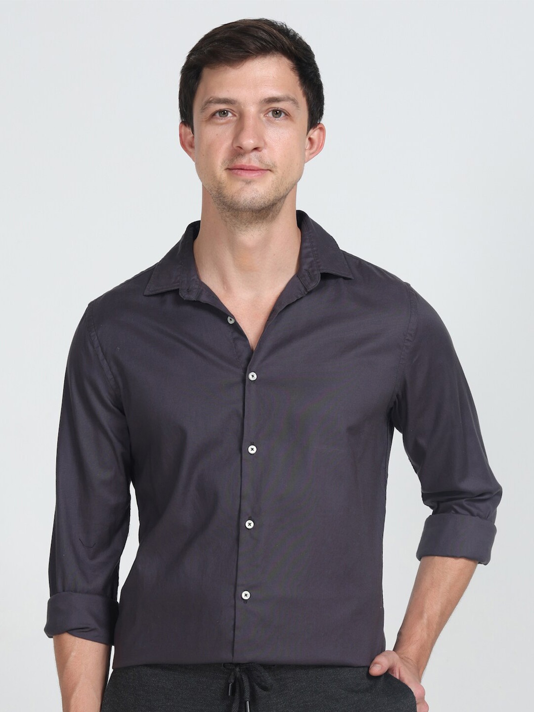 

POE Smart Slim Fit Pure Cotton Casual Shirt, Grey