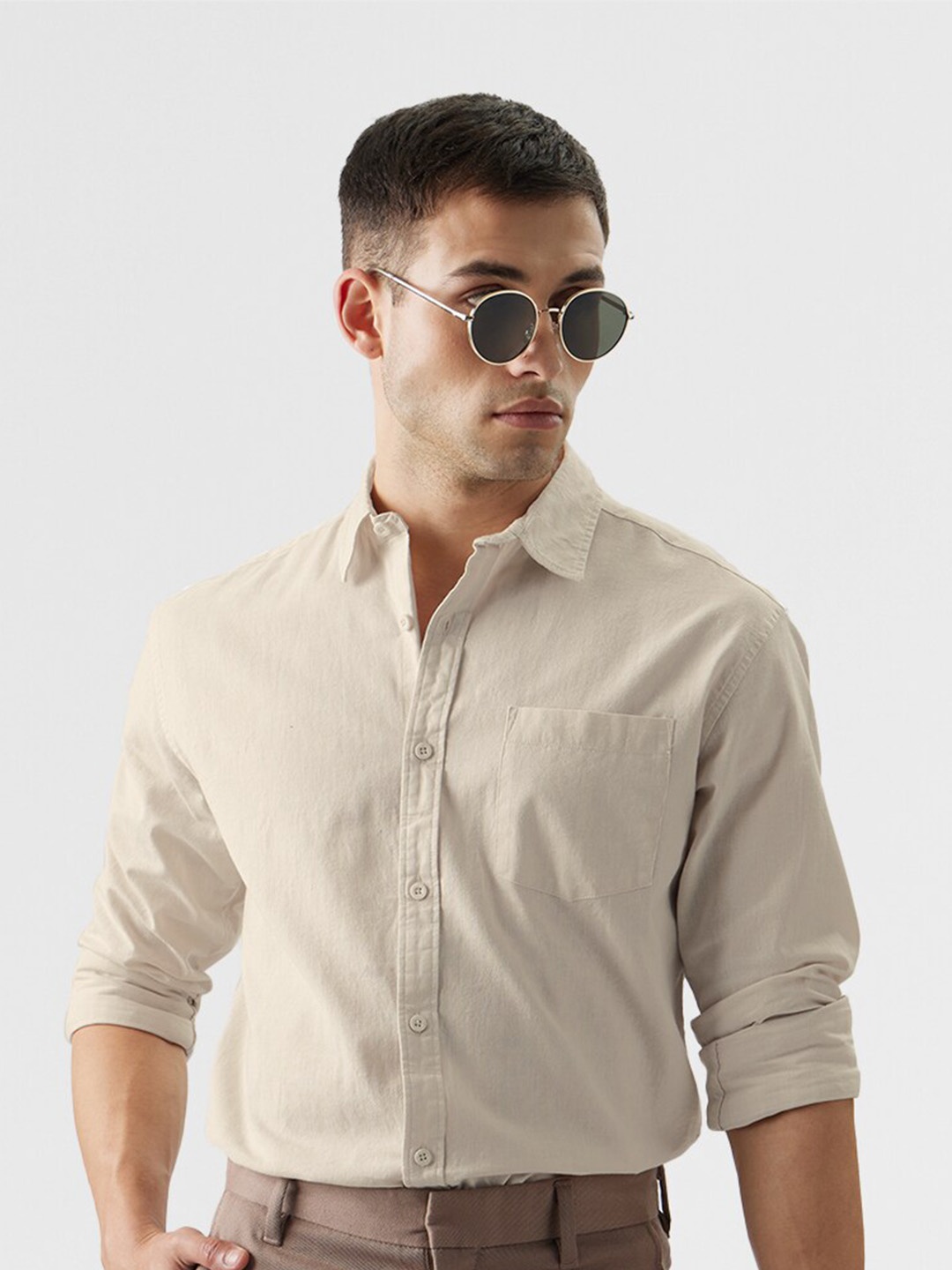 

The Souled Store Cotton Casual Shirt, Beige