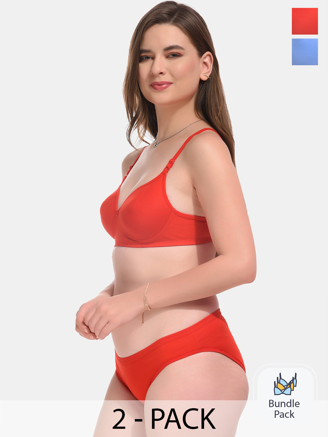 

ESOROUCHA Pack Of 2 Lightly Padded Lingerie Set, Red