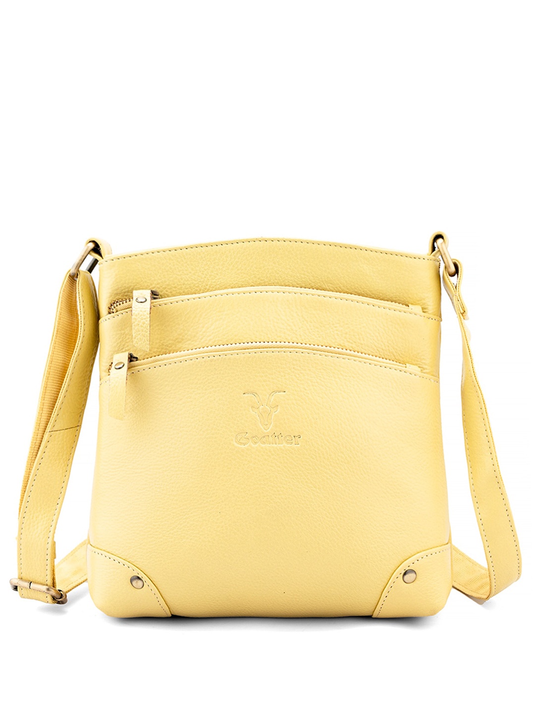 

Goatter Leather Structured Sling Bag, Yellow