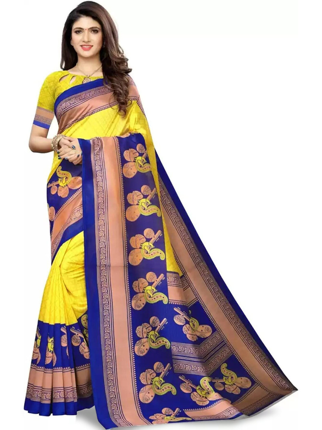 

KALINI Ethnic Motifs Printed Saree, Yellow