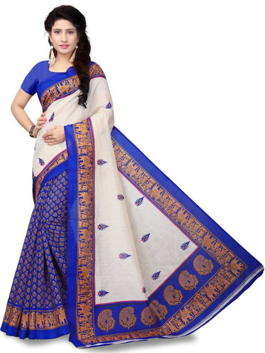 

KALINI Ethnic Motifs Printed Saree, White