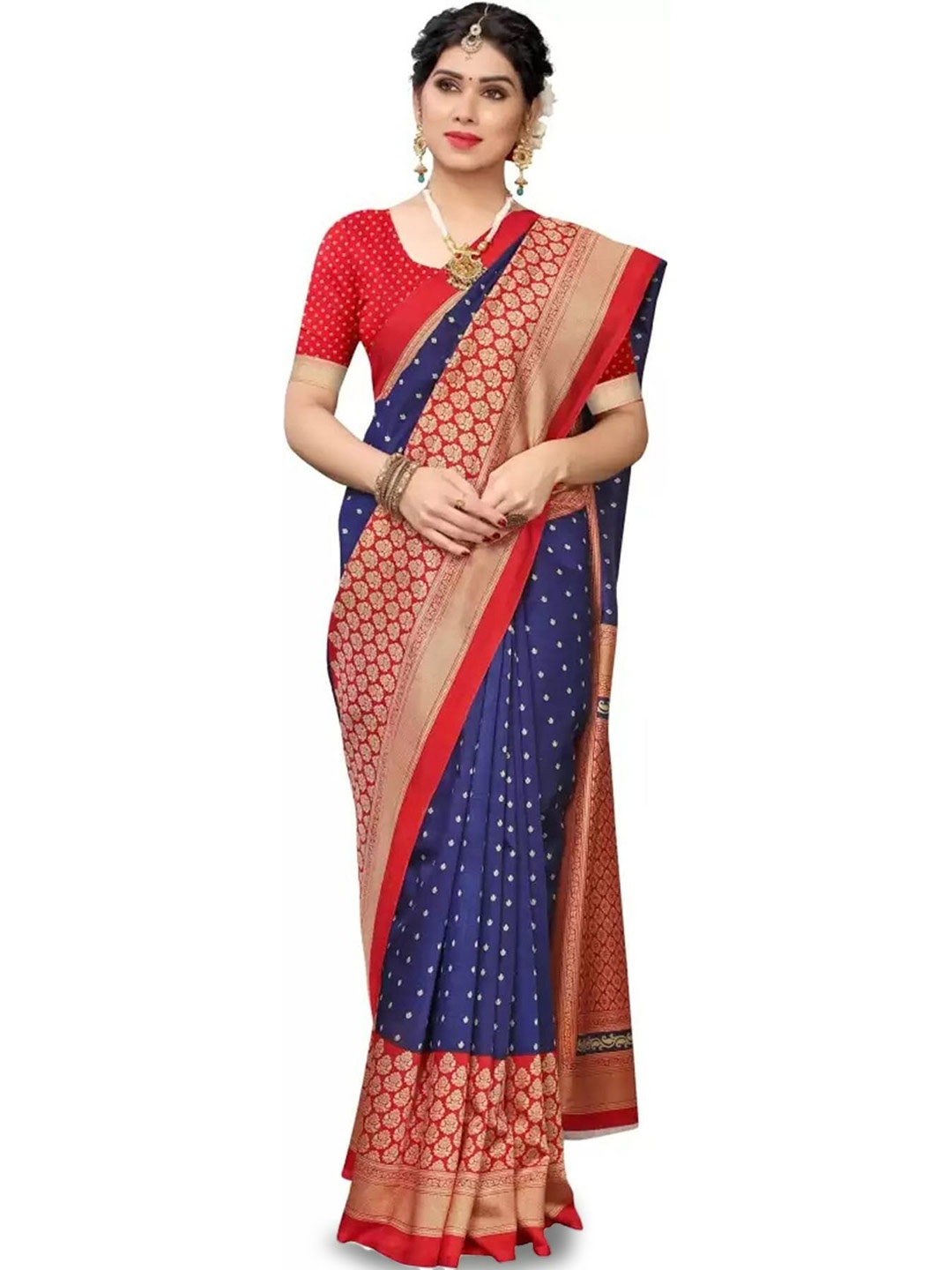 

KALINI Ethnic Motifs Printed Saree, Red