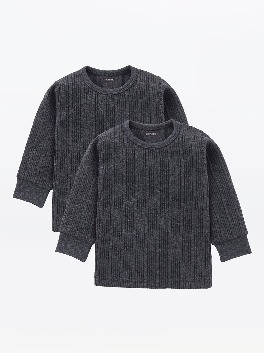 

Aerowarm Boys Pack of 2 Striped Thermal Tops, Charcoal