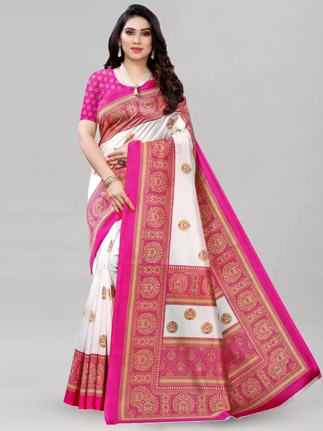 

Mitera Ethnic Motifs Woven Design Art Silk Banarasi Saree, Pink