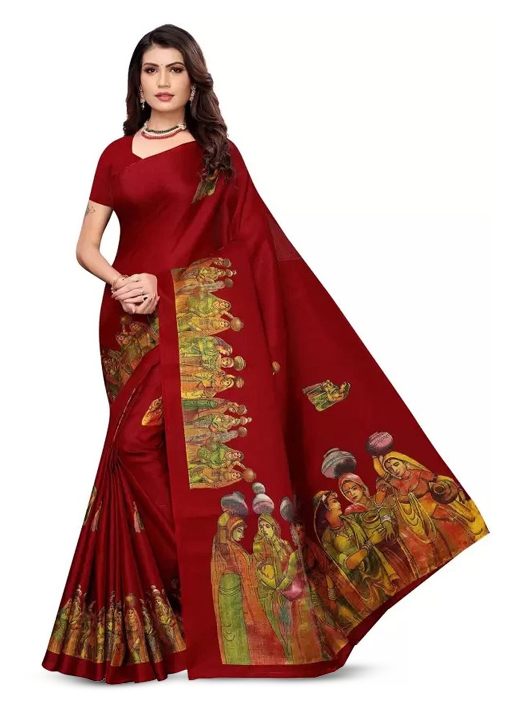 

Mitera Ethnic Motifs Banarasi Saree, Maroon
