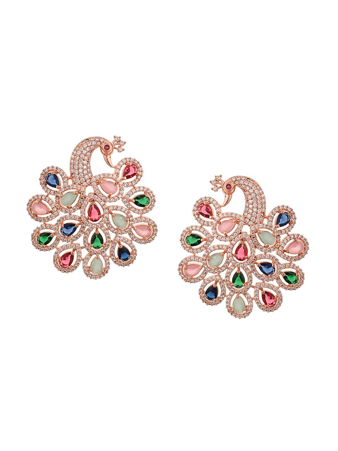 

RATNAVALI JEWELS Rose Gold-Plated Classic Stud Earrings