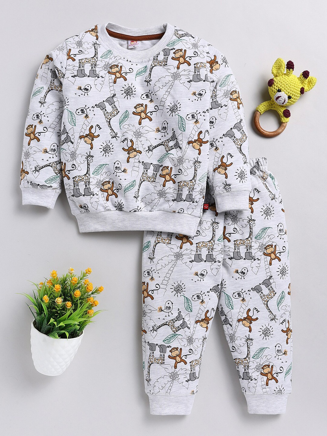 

Toonyport Boys Printed Round Neck Long Sleeve Sweatshirt With Trousers, Grey