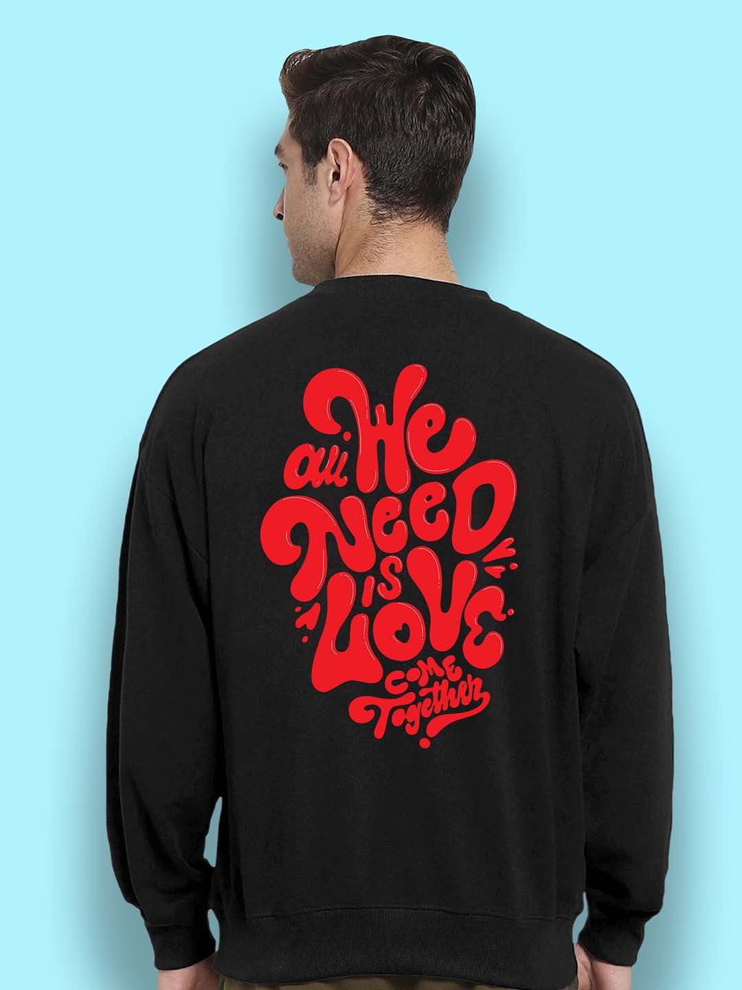 

FTX Typography Printed Round Neck Long Sleeves Oversized Pullover Sweatshirt, Black