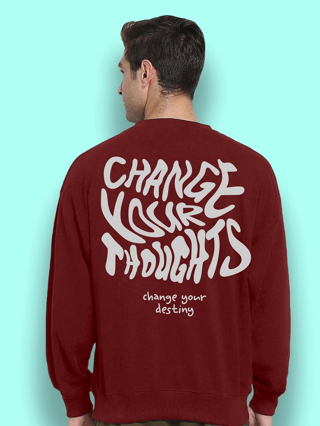 

FTX Typography Printed Oversized Cotton Sweatshirt, Maroon