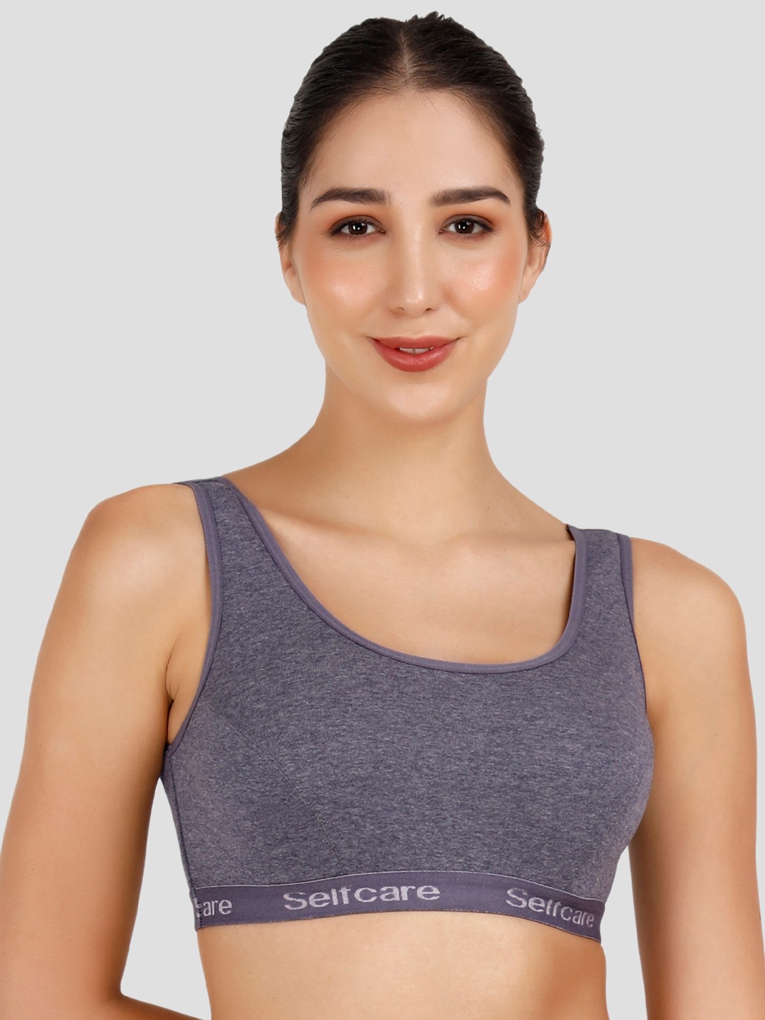 

SELFCARE Shoulder Strap Cotton Thermal Tops, Blue